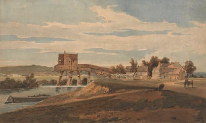 El molino de agua sobre el puente en Charenton